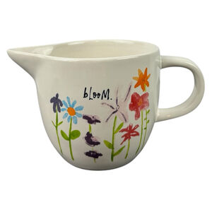 Rae Dunn BLOOM Creamer Pitcher Floral Farmhouse Magenta Artisan Collection